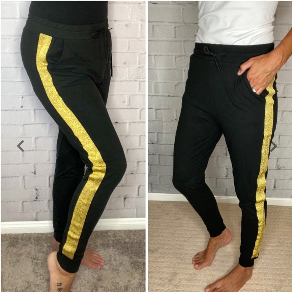 Gold and Black Joggers NWT - Picture 2 of 2
